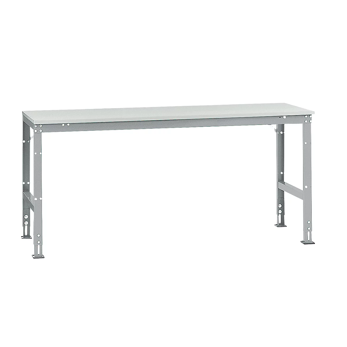 Mesa básica Manuflex UNIVERSAL estándar, tablero melamina, 2000x800, aluminio plateado