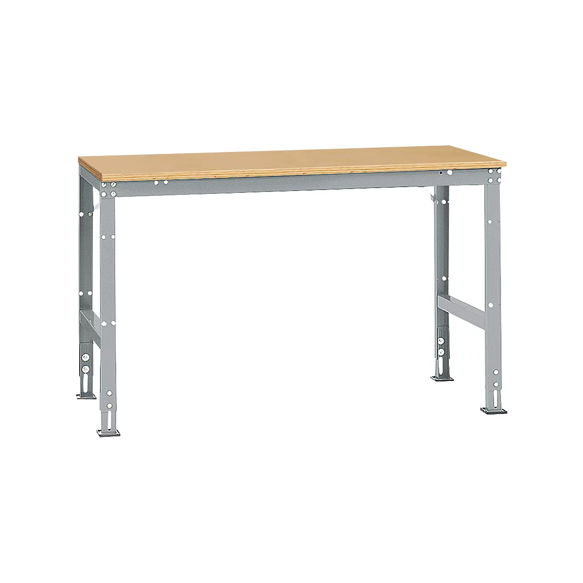 Mesa básica Manuflex UNIVERSAL estándar, tablero multiplex, 1500x800, aluminio plateado