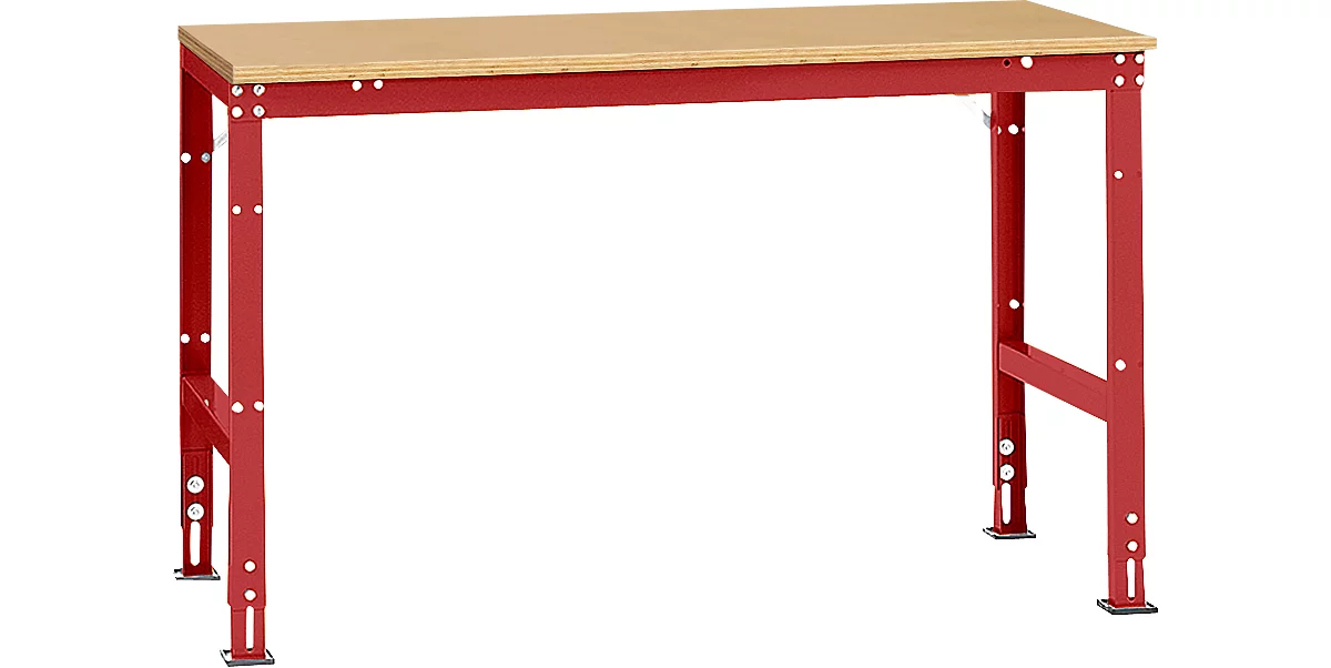 Mesa básica Manuflex UNIVERSAL estándar, tablero multiplex, 1500x800, rojo rubí