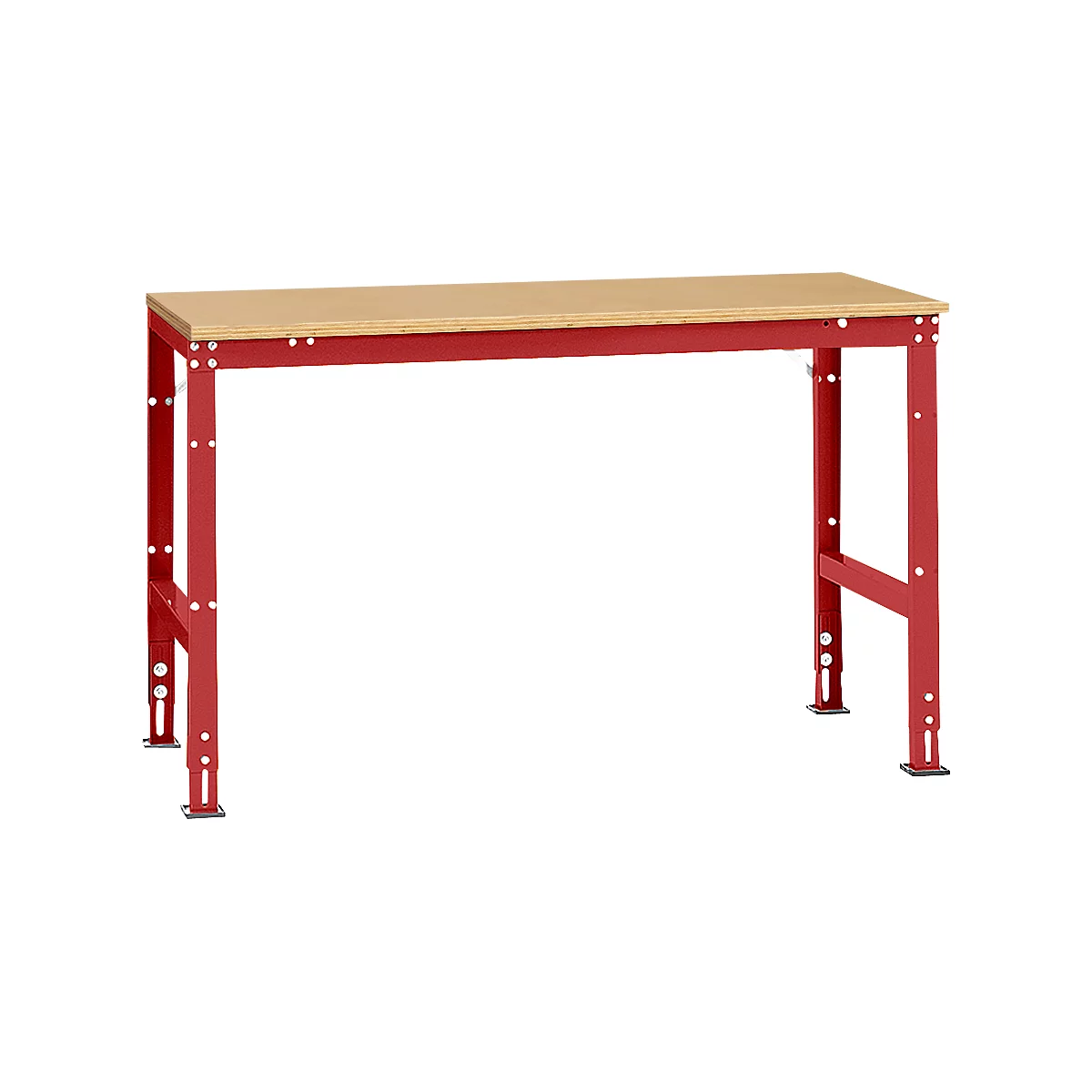 Mesa básica Manuflex UNIVERSAL estándar, tablero multiplex, 1500x800, rojo rubí