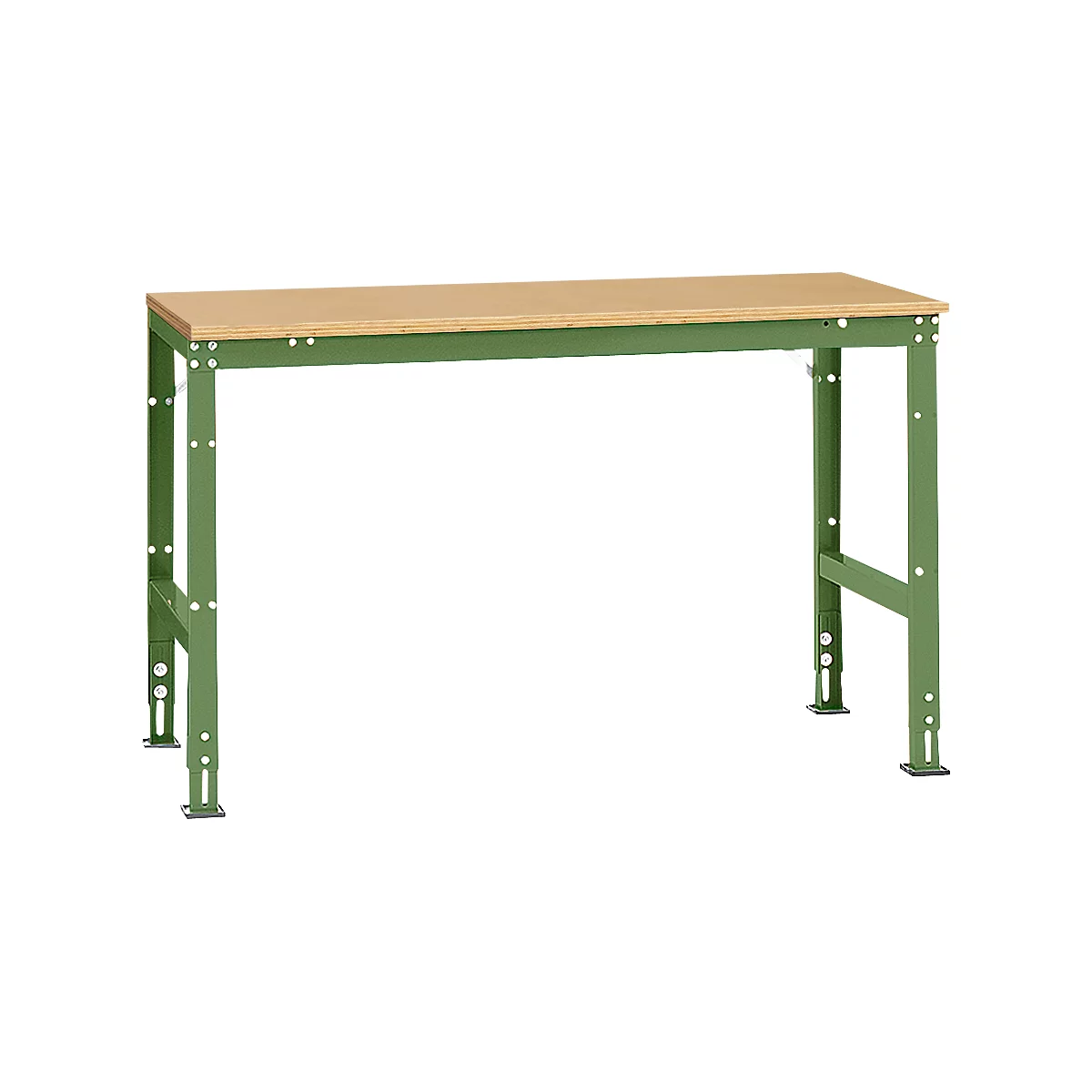 Mesa básica Manuflex UNIVERSAL estándar, tablero multiplex, 1500x800, verde reseda