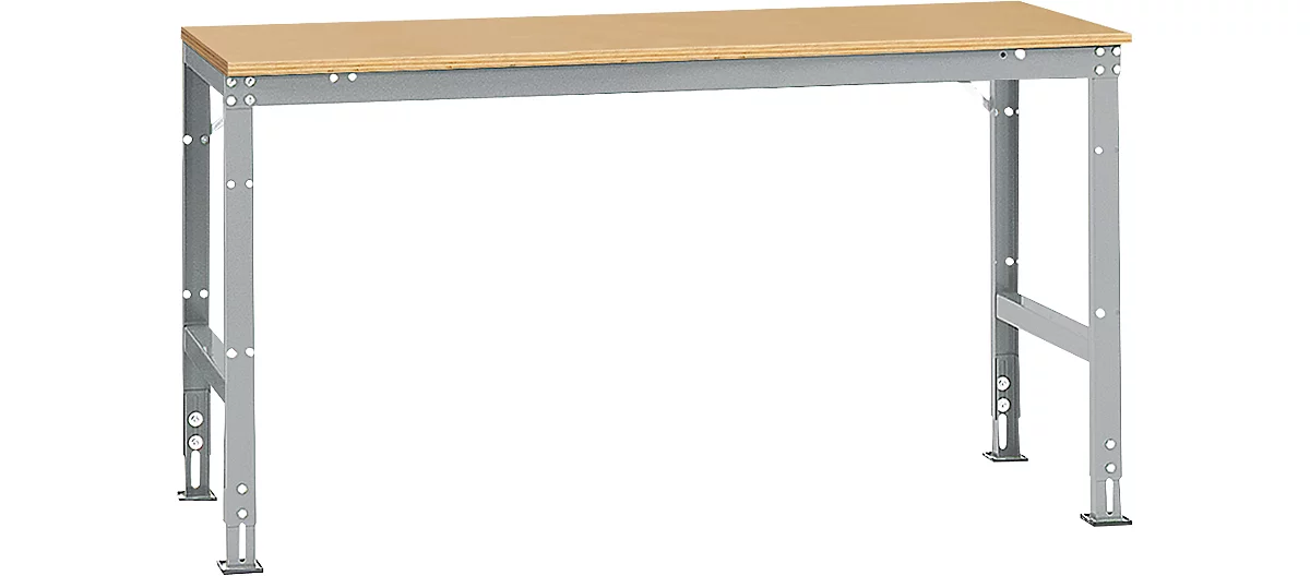 Mesa básica Manuflex UNIVERSAL estándar, tablero multiplex, 1750x800, aluminio plateado