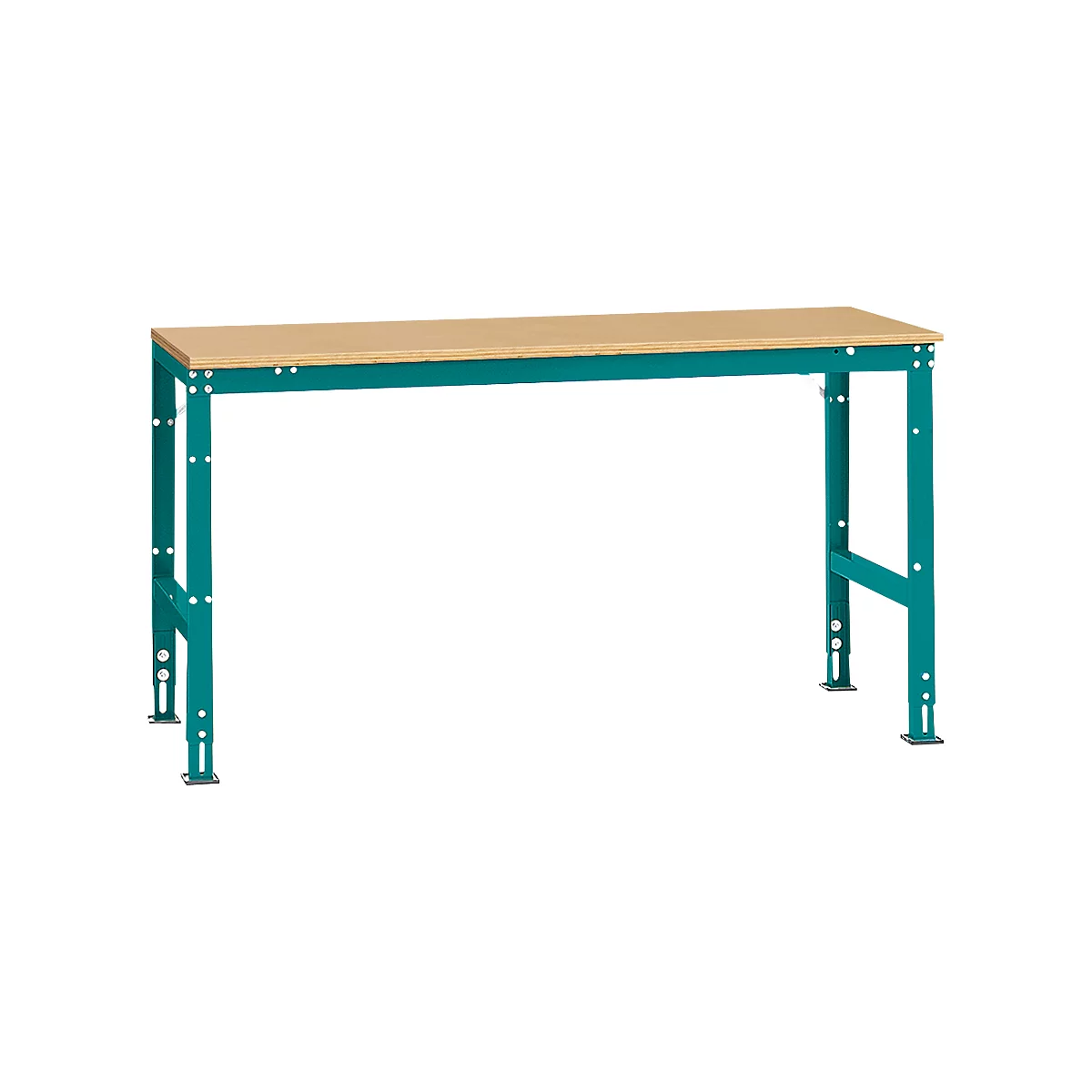 Mesa básica Manuflex UNIVERSAL estándar, tablero multiplex, 1750x800, azul agua