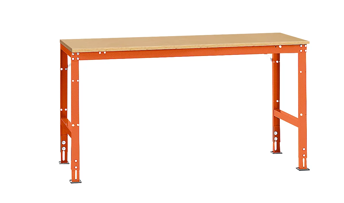 Mesa básica Manuflex UNIVERSAL estándar, tablero multiplex, 1750x800, rojo anaranjado