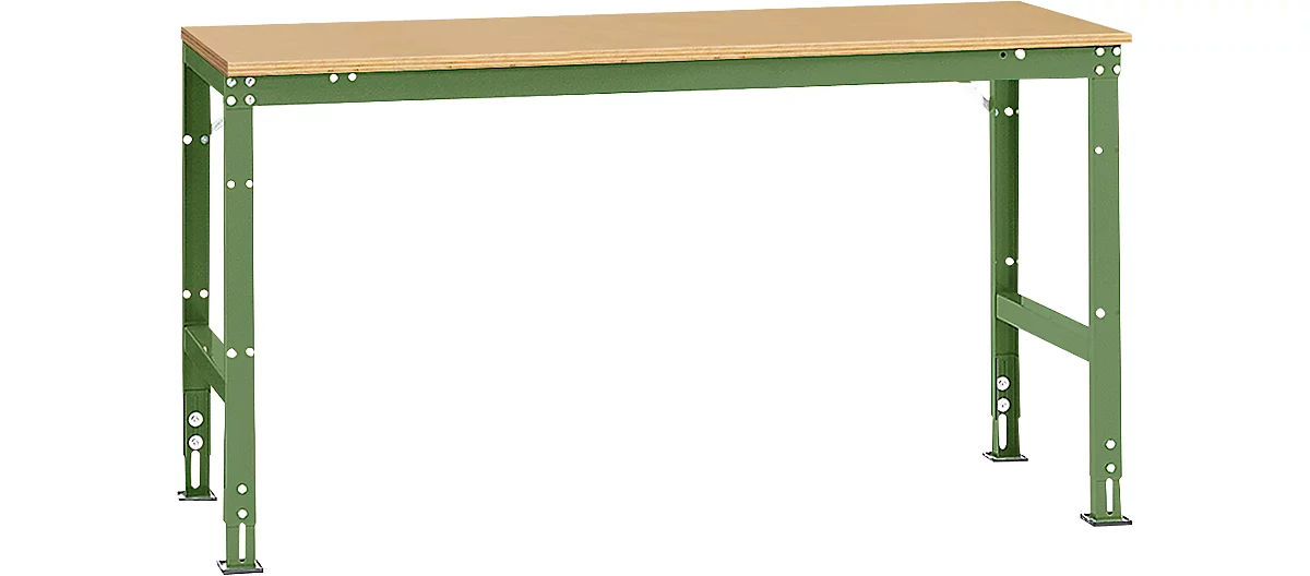 Mesa básica Manuflex UNIVERSAL estándar, tablero multiplex, 1750x800, verde reseda