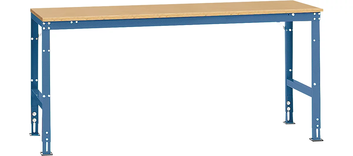 Mesa básica Manuflex UNIVERSAL estándar, tablero multiplex, 2000x800, azul brillante