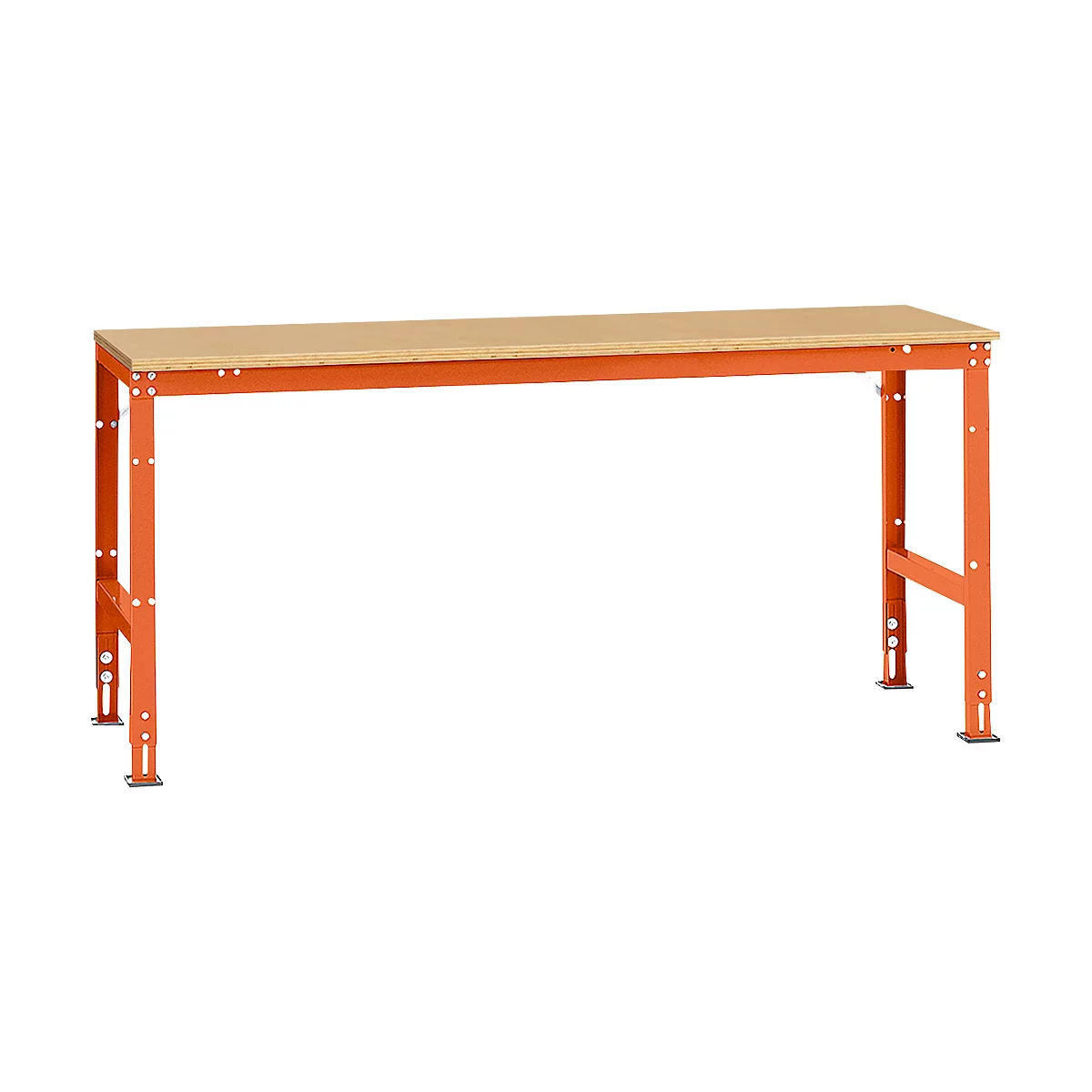 Mesa básica Manuflex UNIVERSAL estándar, tablero multiplex, 2000x800, rojo anaranjado