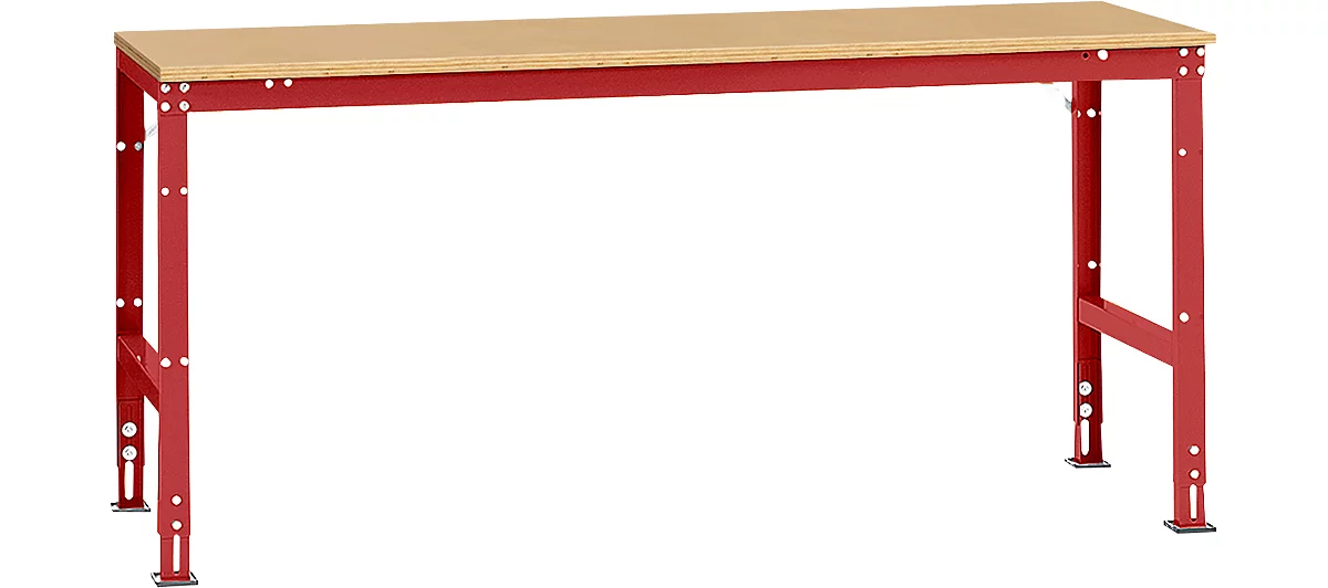 Mesa básica Manuflex UNIVERSAL estándar, tablero multiplex, 2000x800, rojo rubí