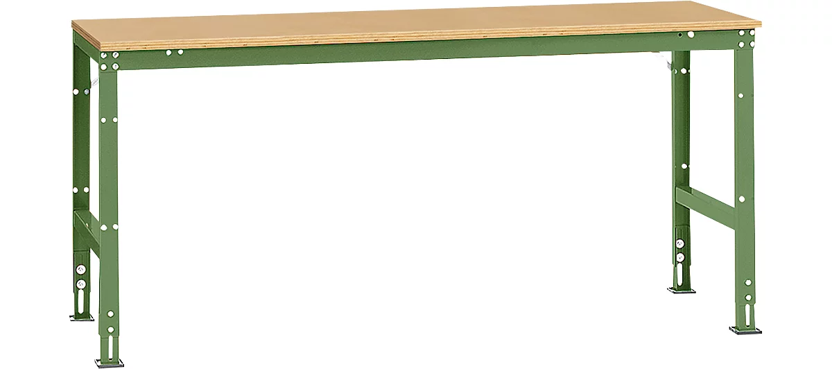 Mesa básica Manuflex UNIVERSAL estándar, tablero multiplex, 2000x800, verde reseda
