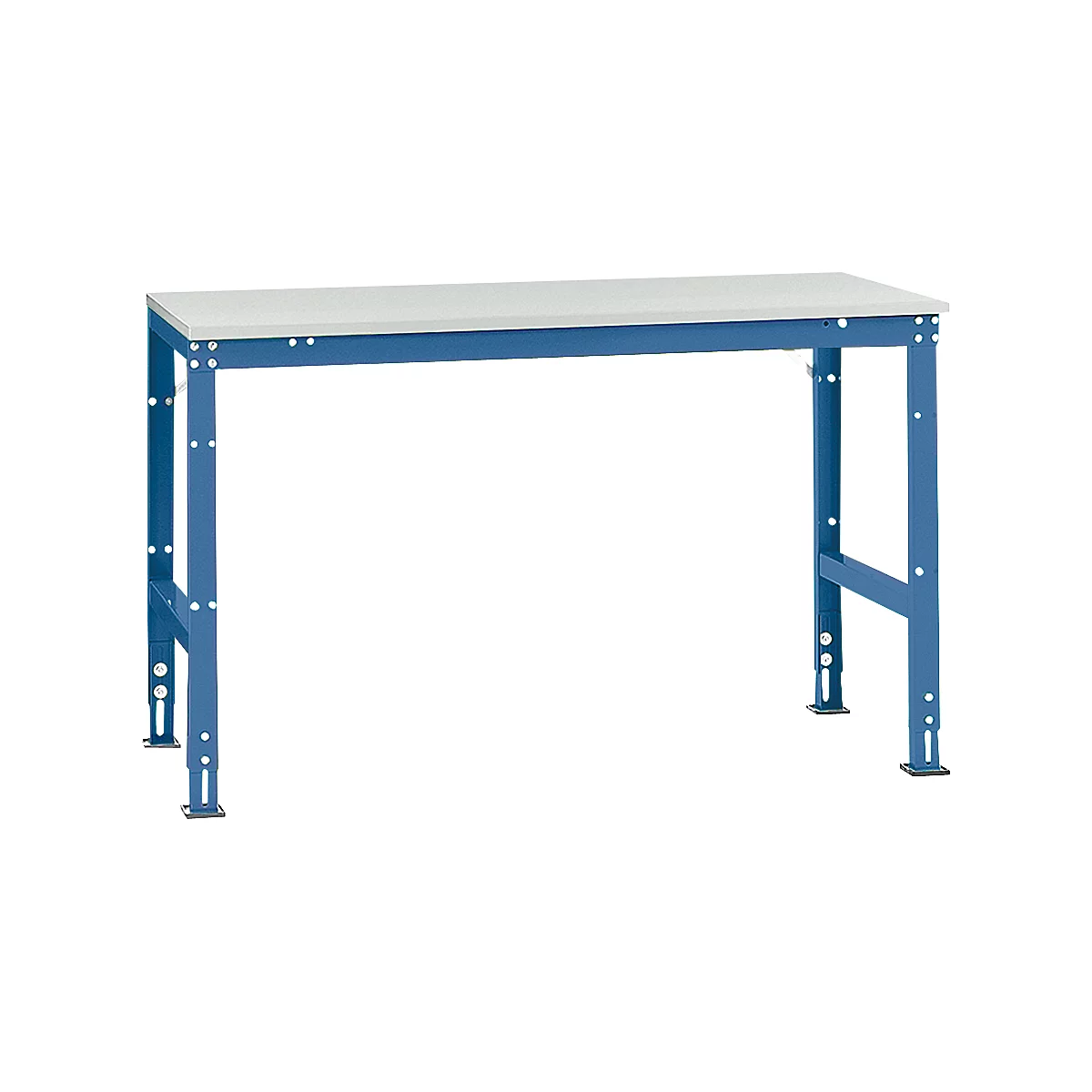 Mesa básica Manuflex UNIVERSAL estándar, tablero plástico, 1500x800, azul brillante