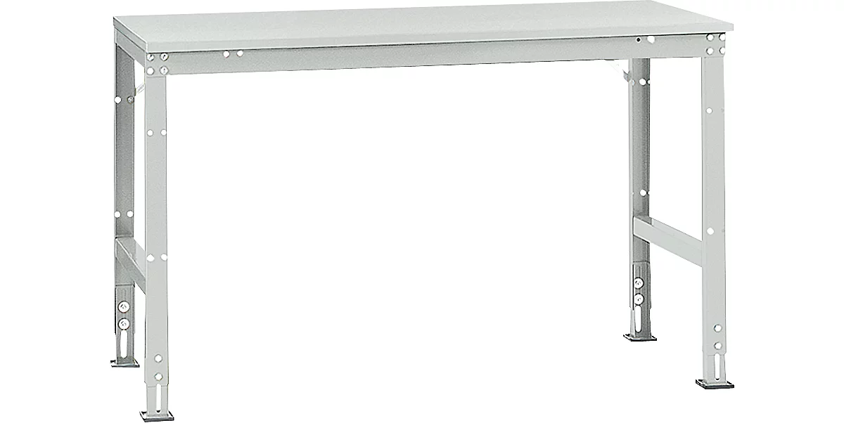 Mesa básica Manuflex UNIVERSAL estándar, tablero plástico, 1500x800, gris luminoso