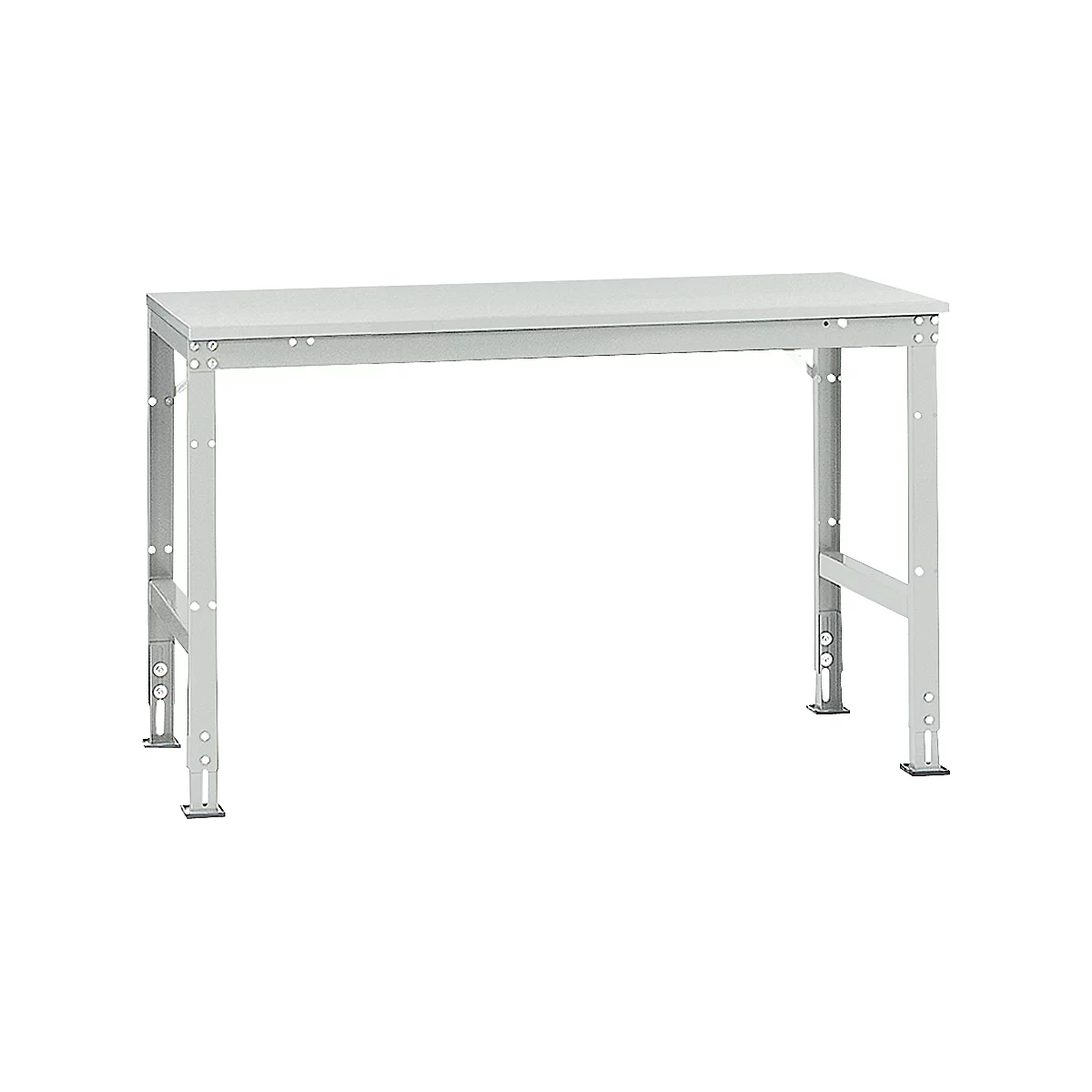 Mesa básica Manuflex UNIVERSAL estándar, tablero plástico, 1500x800, gris luminoso