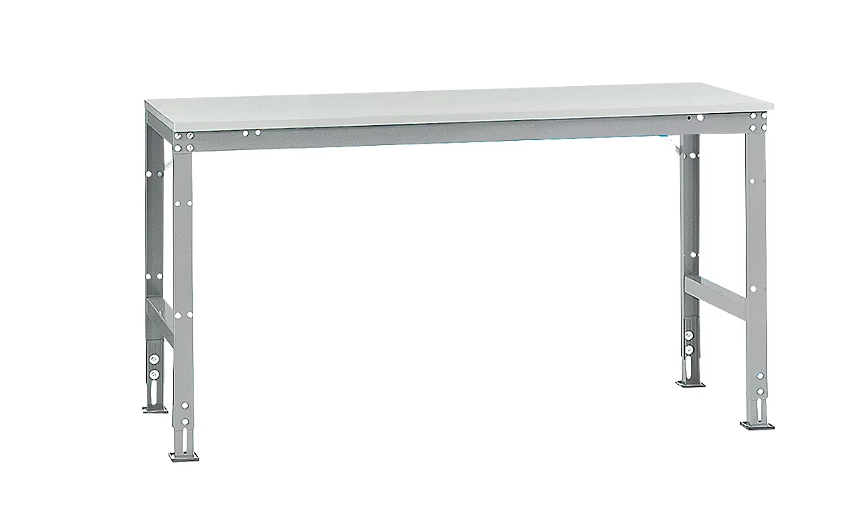Mesa básica Manuflex UNIVERSAL estándar, tablero plástico, 1750x800, aluminio plateado