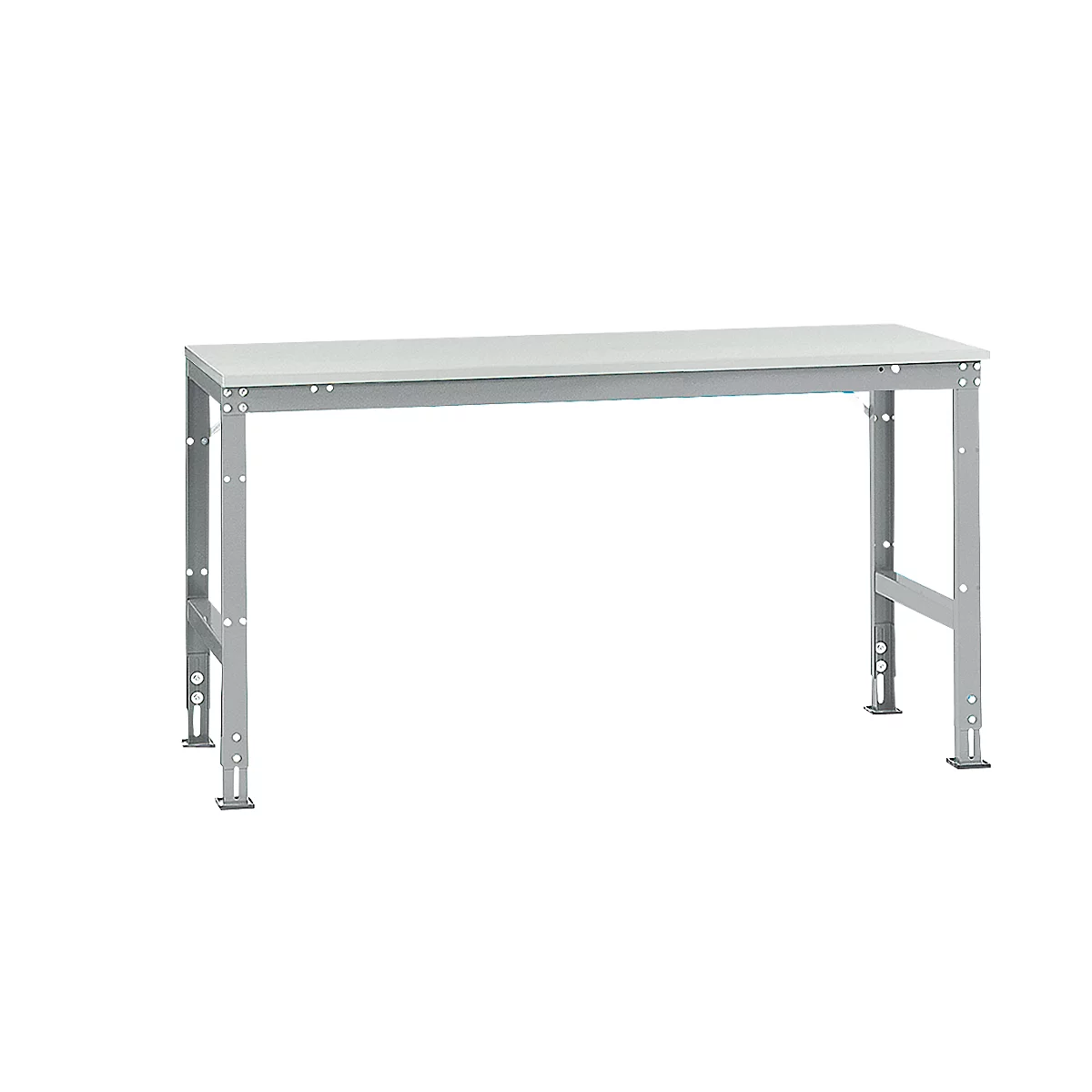 Mesa básica Manuflex UNIVERSAL estándar, tablero plástico, 1750x800, aluminio plateado