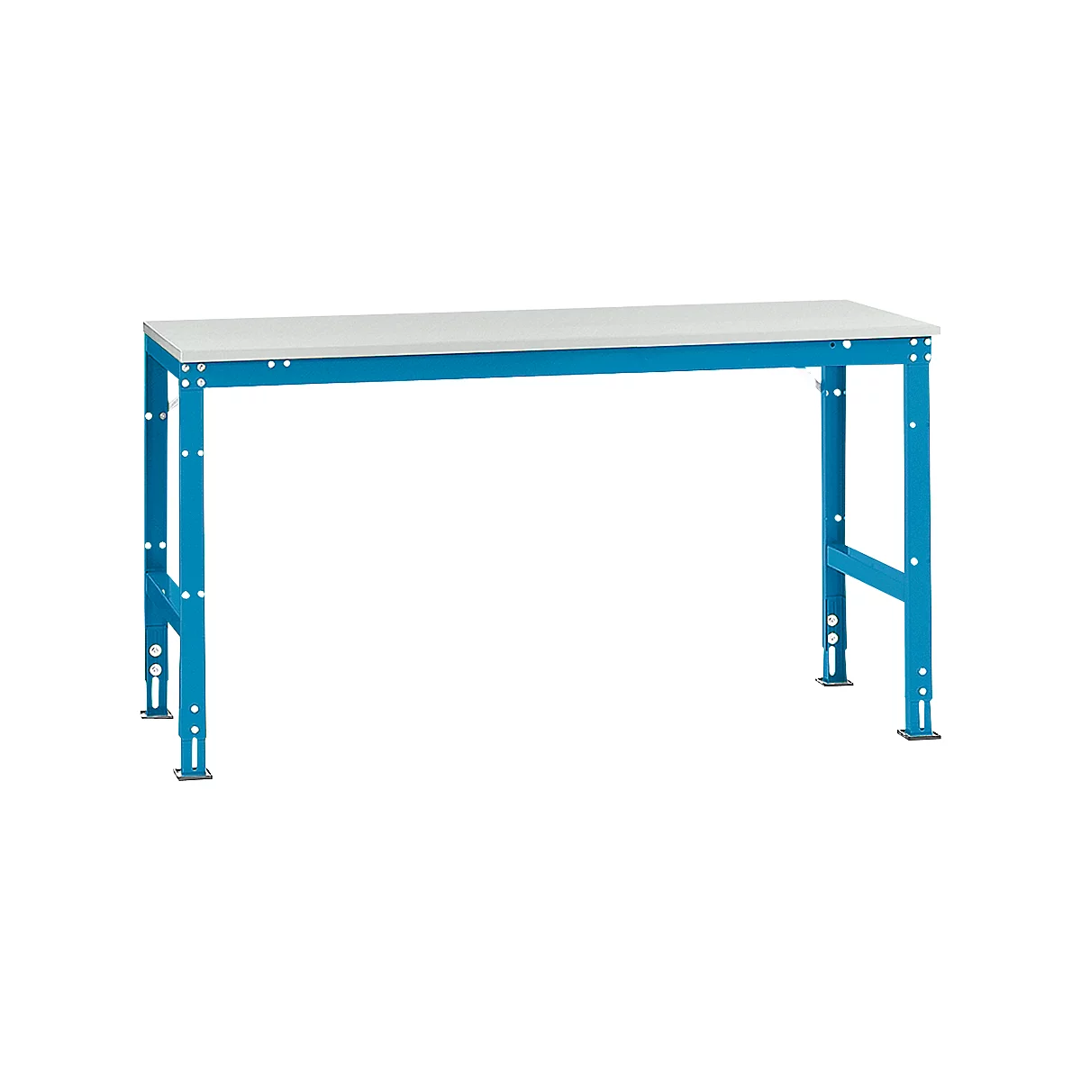 Mesa básica Manuflex UNIVERSAL estándar, tablero plástico, 1750x800, azul luminoso