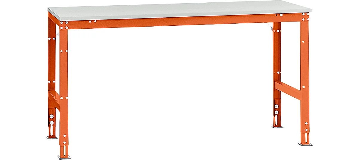 Mesa básica Manuflex UNIVERSAL estándar, tablero plástico, 1750x800, rojo anaranjado