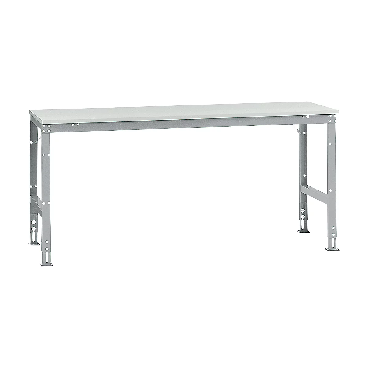 Mesa básica Manuflex UNIVERSAL estándar, tablero plástico, 2000x800, aluminio plateado