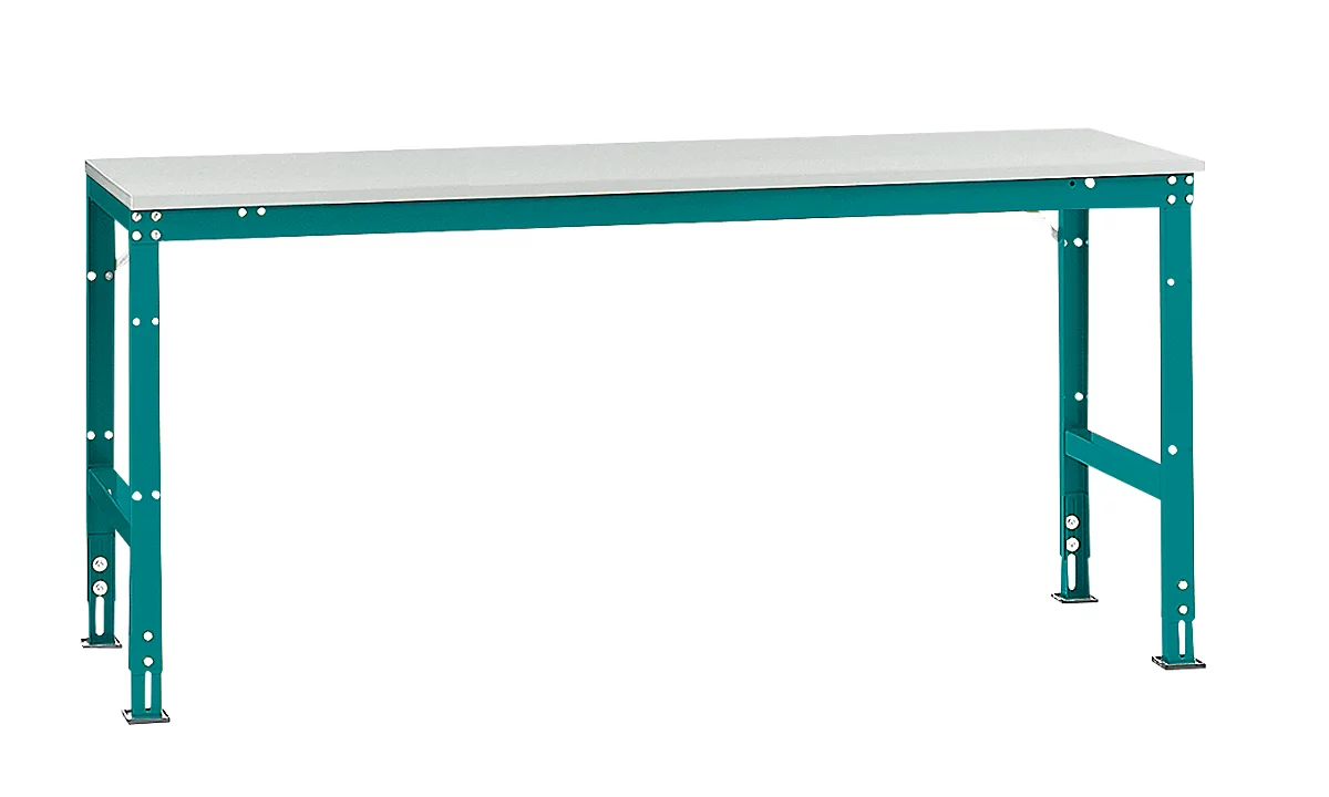 Mesa básica Manuflex UNIVERSAL estándar, tablero plástico, 2000x800, azul agua