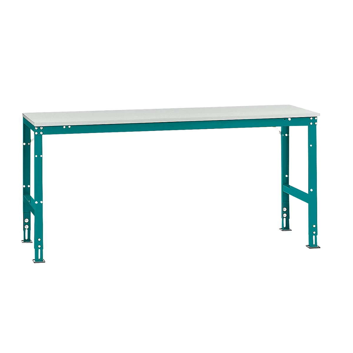 Mesa básica Manuflex UNIVERSAL estándar, tablero plástico, 2000x800, azul agua