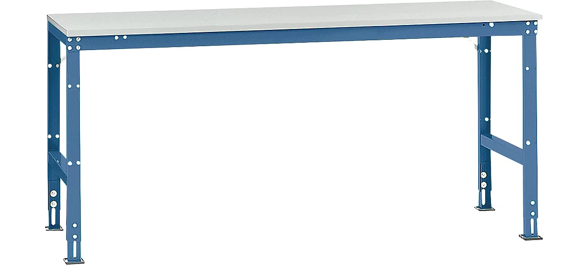 Mesa básica Manuflex UNIVERSAL estándar, tablero plástico, 2000x800, azul brillante