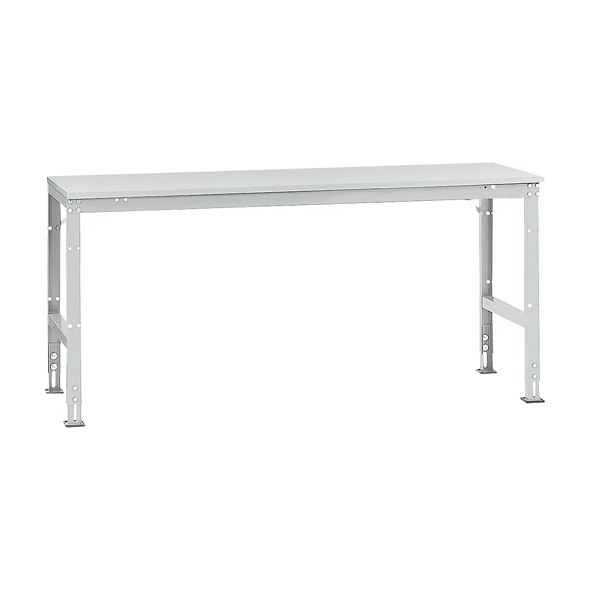 Mesa básica Manuflex UNIVERSAL estándar, tablero plástico, 2000x800, gris luminoso