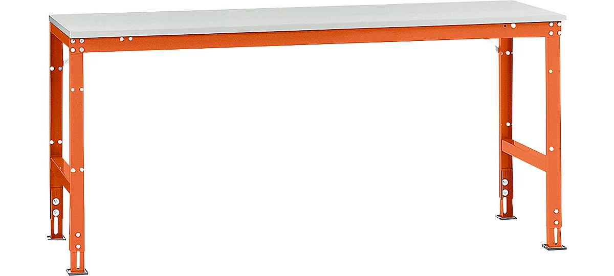 Mesa básica Manuflex UNIVERSAL estándar, tablero plástico, 2000x800, rojo anaranjado