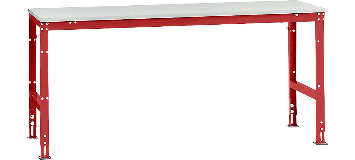Mesa básica Manuflex UNIVERSAL estándar, tablero plástico, 2000x800, rojo rubí