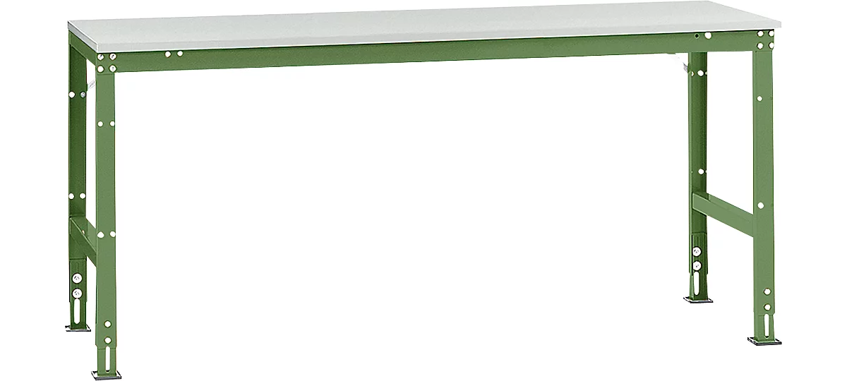 Mesa básica Manuflex UNIVERSAL estándar, tablero plástico, 2000x800, verde reseda