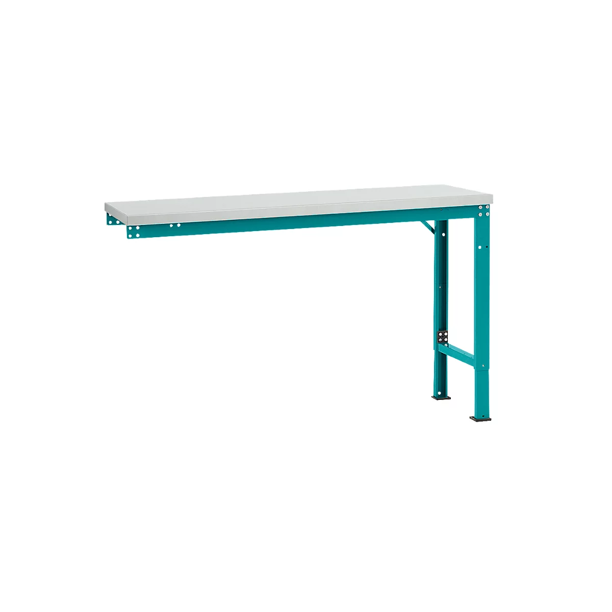 Mesa de extensión Manuflex UNIVERSAL especial, 1500 x 800 mm, melamina gris luminoso, azul agua