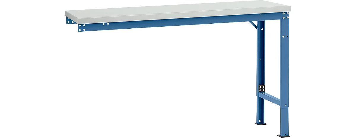 Mesa de extensión Manuflex UNIVERSAL especial, 1500 x 800 mm, melamina gris luminoso, azul brillante