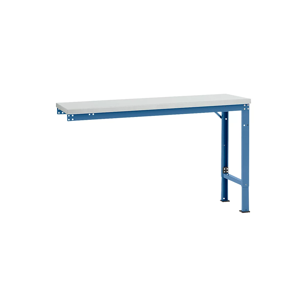 Mesa de extensión Manuflex UNIVERSAL especial, 1500 x 800 mm, melamina gris luminoso, azul brillante