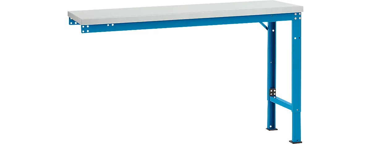 Mesa de extensión Manuflex UNIVERSAL especial, 1500 x 800 mm, melamina gris luminoso, azul luminoso