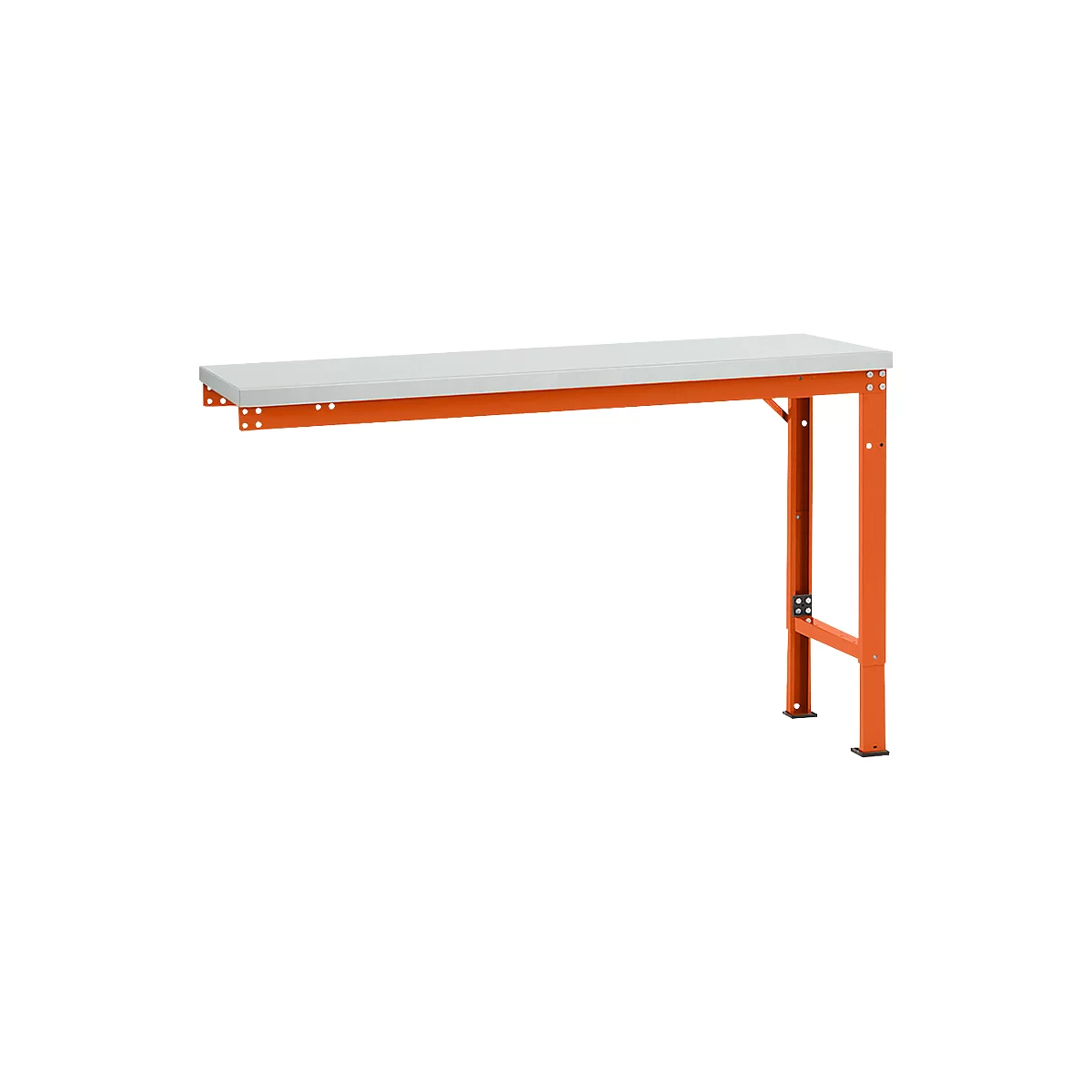 Mesa de extensión Manuflex UNIVERSAL especial, 1500 x 800 mm, melamina gris luminoso, rojo anaranjado