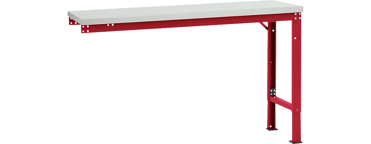Mesa de extensión Manuflex UNIVERSAL especial, 1500 x 800 mm, melamina gris luminoso, rojo rubí
