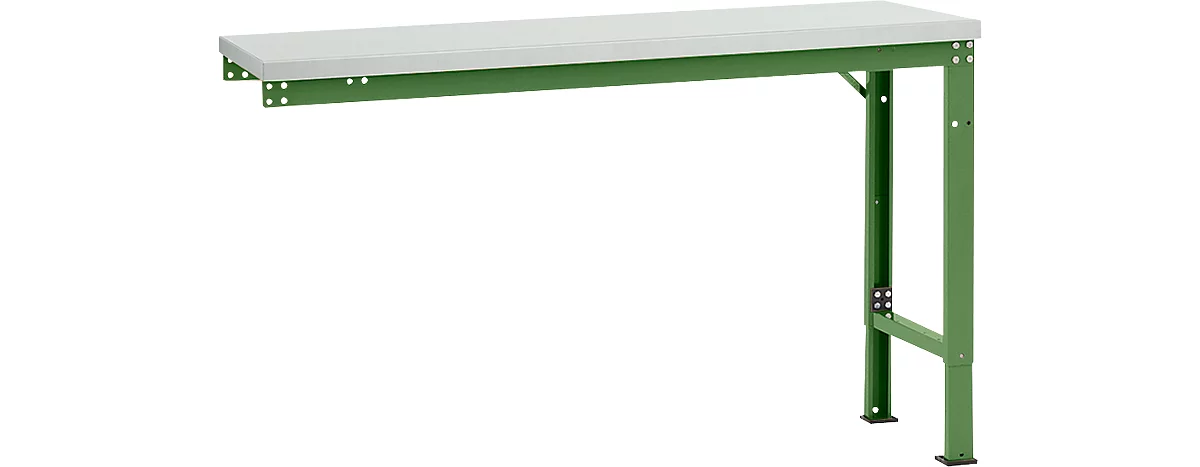 Mesa de extensión Manuflex UNIVERSAL especial, 1500 x 800 mm, melamina gris luminoso, verde reseda