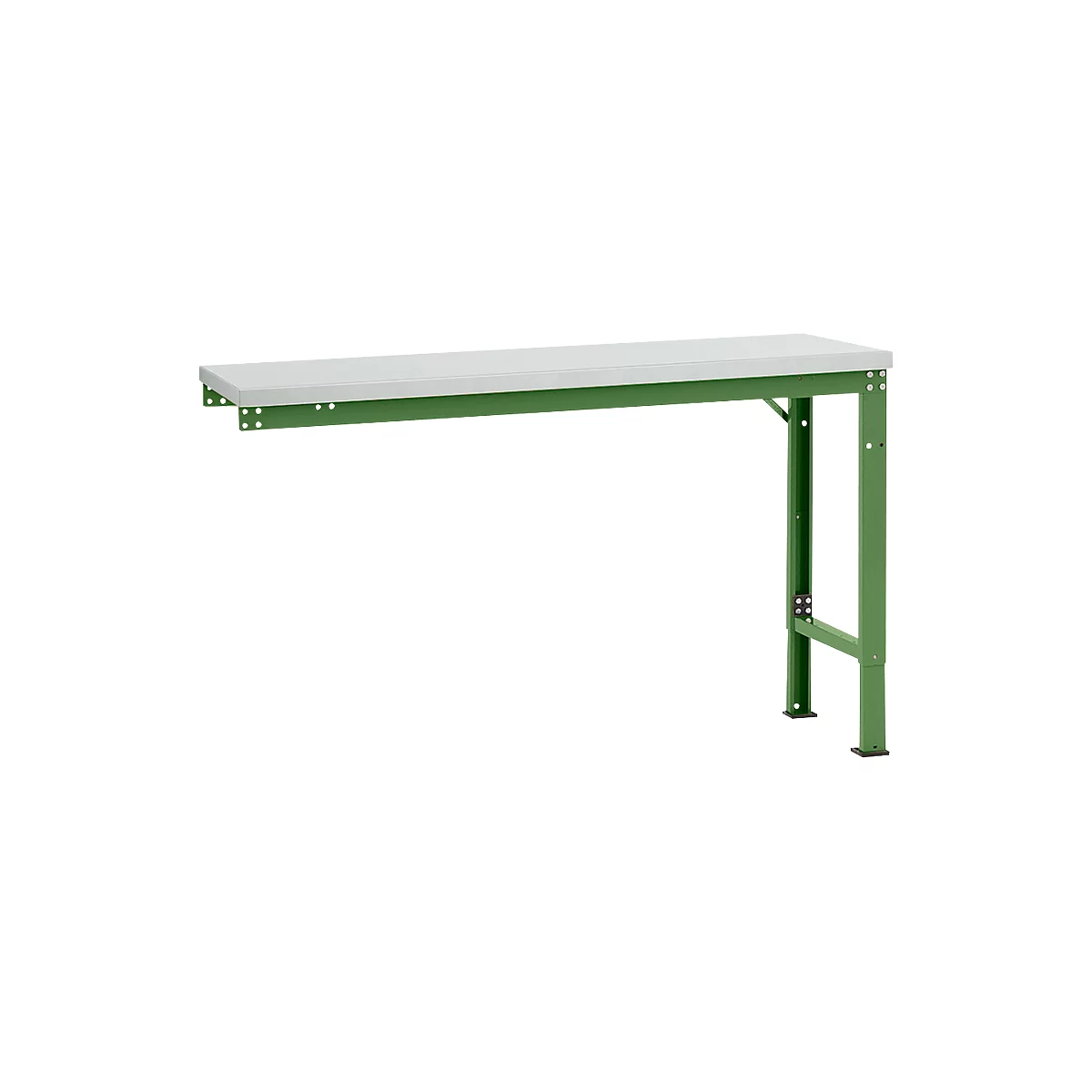 Mesa de extensión Manuflex UNIVERSAL especial, 1500 x 800 mm, melamina gris luminoso, verde reseda