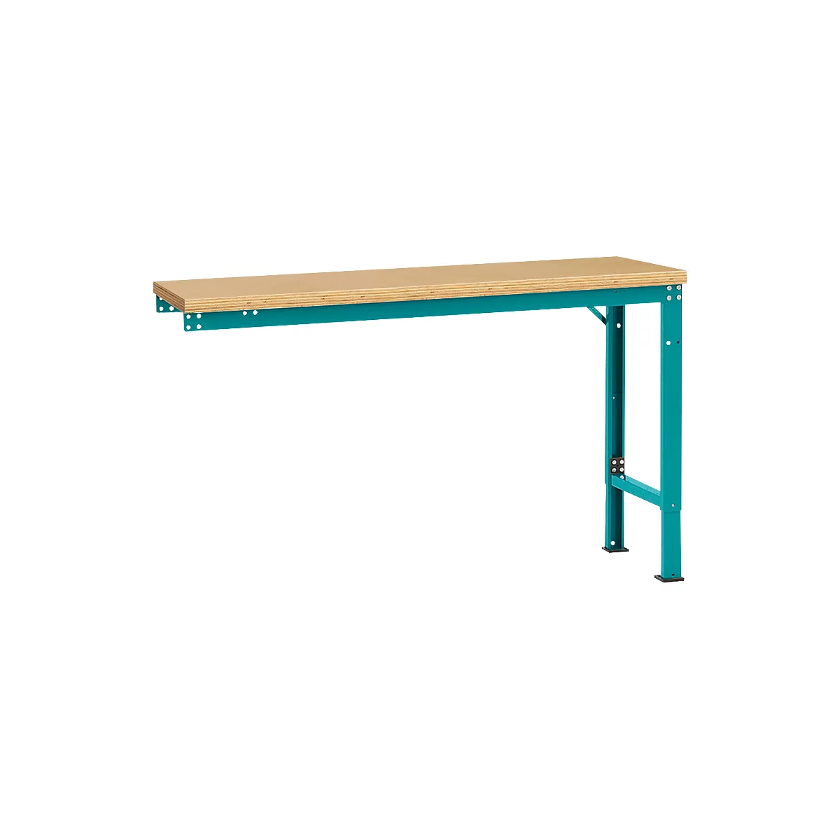 Mesa de extensión Manuflex UNIVERSAL especial, 1500 x 800 mm, multiplex natural, azul agua