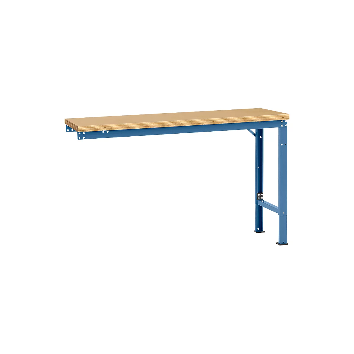 Mesa de extensión Manuflex UNIVERSAL especial, 1500 x 800 mm, multiplex natural, azul brillante