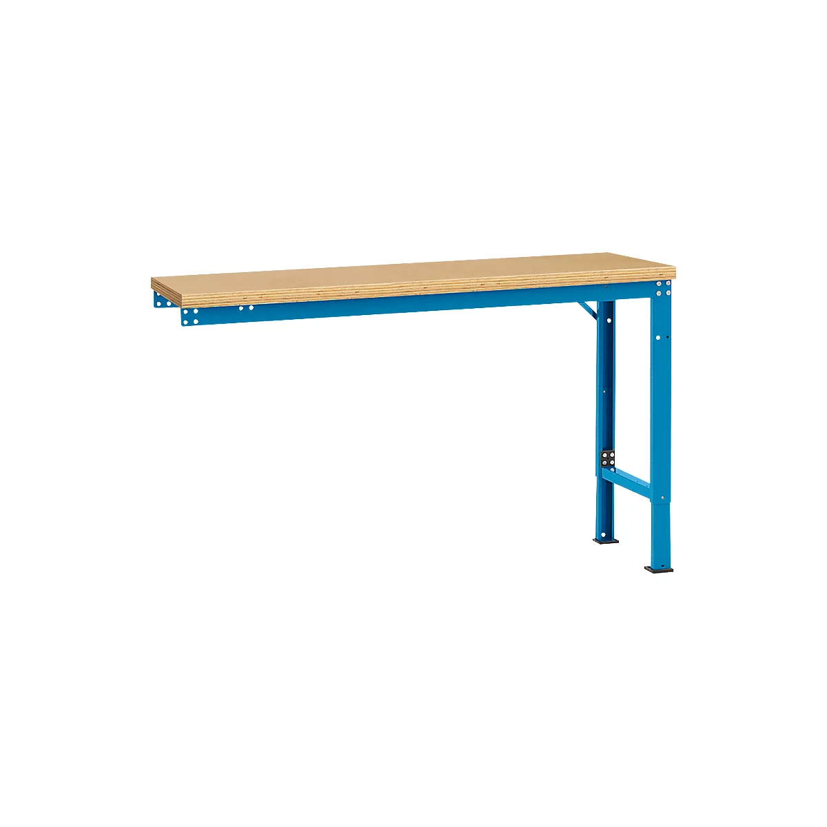 Mesa de extensión Manuflex UNIVERSAL especial, 1500 x 800 mm, multiplex natural, azul luminoso