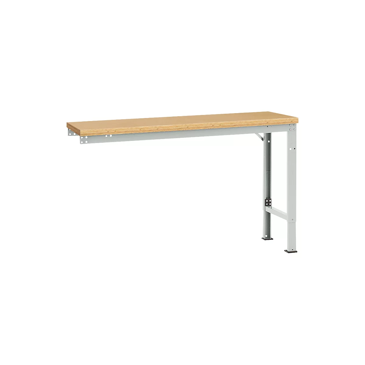 Mesa de extensión Manuflex UNIVERSAL especial, 1500 x 800 mm, multiplex natural, gris luminoso