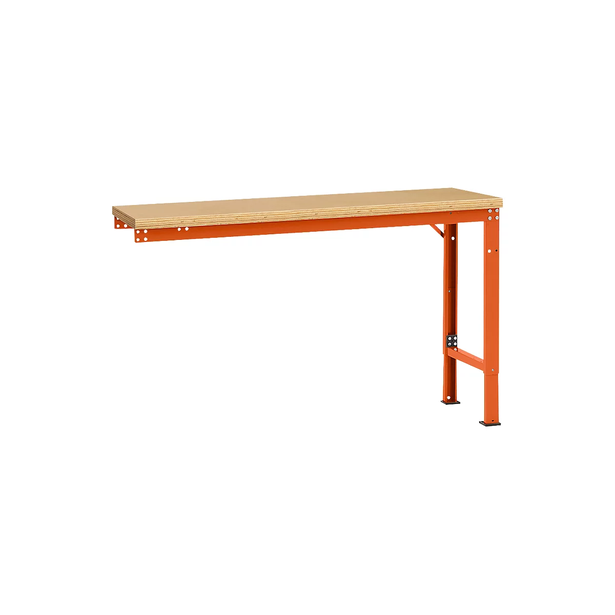 Mesa de extensión Manuflex UNIVERSAL especial, 1500 x 800 mm, multiplex natural, rojo anaranjado