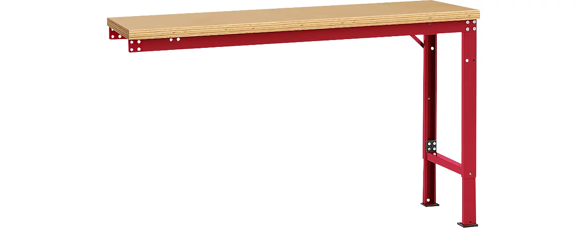 Mesa de extensión Manuflex UNIVERSAL especial, 1500 x 800 mm, multiplex natural, rojo rubí