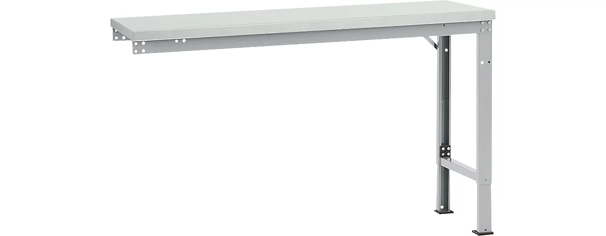 Mesa de extensión Manuflex UNIVERSAL especial, 1500 x 800 mm, plástico gris luminoso, aluminio plateado