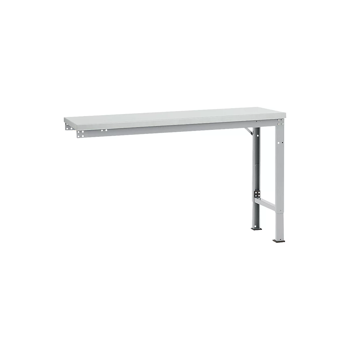 Mesa de extensión Manuflex UNIVERSAL especial, 1500 x 800 mm, plástico gris luminoso, aluminio plateado