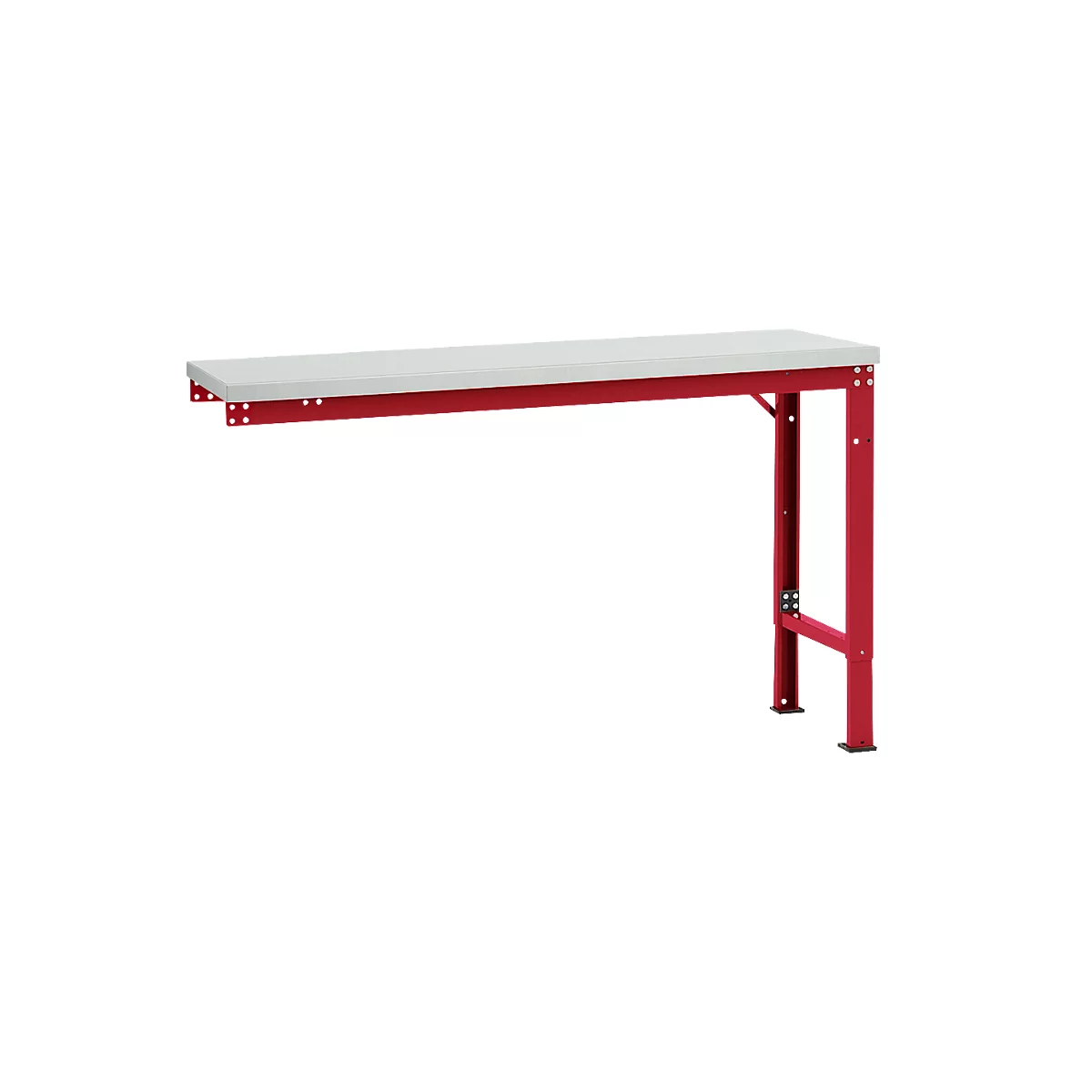 Mesa de extensión Manuflex UNIVERSAL especial, 1500 x 800 mm, plástico gris luminoso, rojo rubí