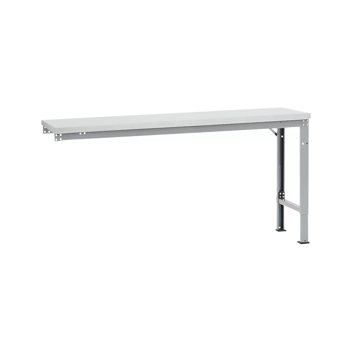 Mesa de extensión Manuflex UNIVERSAL especial, 1750 x 800 mm, melamina gris luminoso, aluminio plateado