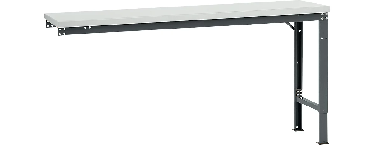 Mesa de extensión Manuflex UNIVERSAL especial, 1750 x 800 mm, melamina gris luminoso, antracita