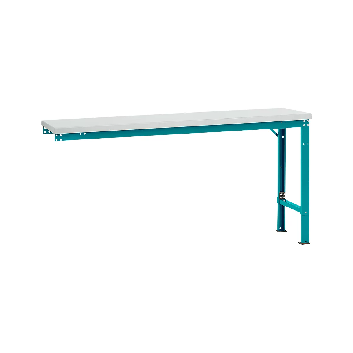 Mesa de extensión Manuflex UNIVERSAL especial, 1750 x 800 mm, melamina gris luminoso, azul agua