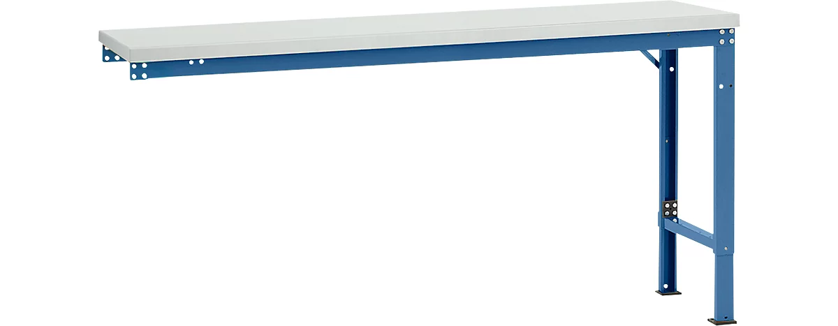 Mesa de extensión Manuflex UNIVERSAL especial, 1750 x 800 mm, melamina gris luminoso, azul brillante