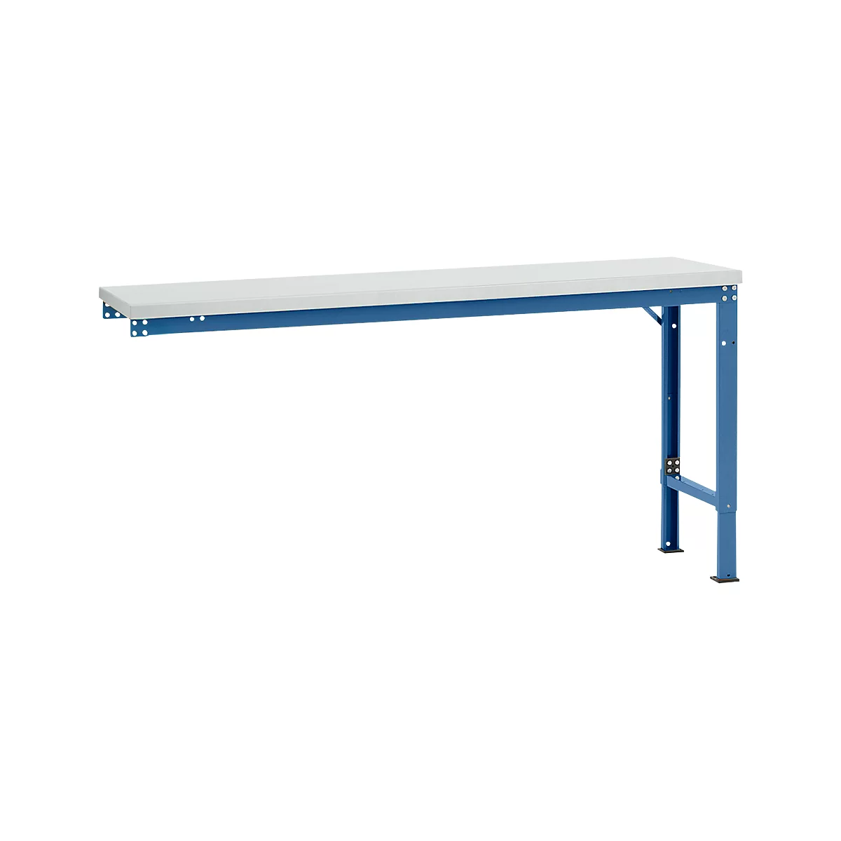 Mesa de extensión Manuflex UNIVERSAL especial, 1750 x 800 mm, melamina gris luminoso, azul brillante